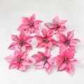 Achter-Set künstliche pinke Weihnachtssterne mit Silberglitzer für Weihnachtsdekoration - Rosa