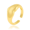 Anello aperto regolabile geometrico spesso placcato oro 18 carati con finitura lucida - Fascia larga liscia (J-1126)