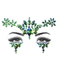 Detailed teal green face jewels and glitter rhinestones for forehead and eye makeup - Blue-Green Gradient Style (L0623)