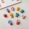 Set of 10 colorful cartoon hair ties for girls featuring cute plush animal charms - Cute Bear (20#) / 10 Pieces Pack