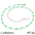 Silver stainless steel anklet with green enamel beads, length 230mm, 2g weight - Silver Dark Green Beads (KJ4093-Z)
