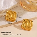 Minimalist square 18K gold plated stainless steel hoop earrings measuring 2.5cm - Gold Wave Pattern Square (Gold Earrings 1)