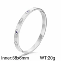 Silberner Evil Eye Armreif mit lila und weißen Zirkonia-Steinen, Größe 58x6mm - Silber