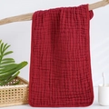Dark red six-layer muslin cotton baby burp cloth with soft bubble texture - 5# Purplish Red (25*50)
