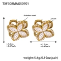 Detaillierte Maße der Kleeblatt-Ohrstecker aus Edelstahl mit Zirkonia-Steinen - Gold 5A Zirkon rotierende Blumenohrringe