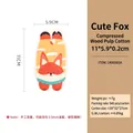 Orange fox-shaped wood pulp cotton dish sponge with dimensions 11x5.9cm in dry state - Lying Fox