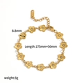 Goldenes Edelstahl-Armband mit fünfblättrigen Blumen, Kristallen und verstellbarer Kette - Goldene Fünfblättrige Blumenarmband (TB5126)