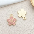 Pink cherry blossom alloy pendants with gold plating for DIY jewelry making - Deep Pink Small Cherry Blossom (12083)