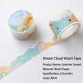 Dreamy cloud washi tape with gold foil sunset gradients and wavy die-cut borders - Summer Sunset