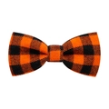 Classic orange and black buffalo plaid pet bowtie accessory in durable cotton fabric - Orange and Black Plaid
