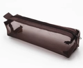 Brown mesh pencil case with zipper and handle for student stationery storage - Brown