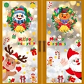 Christmas glass window decals featuring Santa, reindeer and snowman for holiday decoration - 4-Pack Combination BQ371+372+377+378