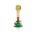 Christmas tree charm pendant in green enamel and gold finish for DIY jewelry - Style 3-Enamel Christmas Tree