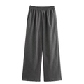 Pantalones de mujer de pernera ancha en gris con rayas verticales y cintura elástica - S / Pants