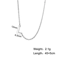Polished silver stainless steel letter L pendant necklace with detailed size dimensions - L