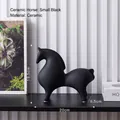Minimalist black matte ceramic horse sculpture small size 18.5x20cm for modern home decor - Small Texture Black