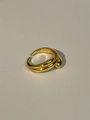 Detail of s925 gold-plated ring with double-layered wrap design and waterdrop metal ends - Gold Adjustable Ring / Gold
