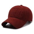 Vintage dark red baseball cap with MOFELLE embroidery and distressed brim detail - Adjustable / Red
