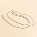 Detail of layered silver body chain with matte metal plates and adjustable lobster clasp - 05 Silver Frosted Piece