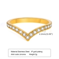 Minimalist V-shaped gold plated stainless steel ring with AAA cubic zirconia stones - US Size 7 / Pave V-Shaped / Gold
