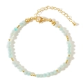 Bohemian beaded bracelet with light blue faceted stones and golden metallic accents - Light Blue (B-B24071902C)