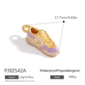 Pendentif basket plaqué or 18 carats avec émail lilas et beige pour bijoux créatifs - Sneaker Violet (PJ92542A)