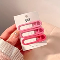 Three-piece set of matte pink gradient oval hair clips on white display card - Set of 3 / Pink Gradient Set of 3