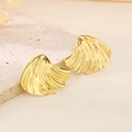 Exaggerated 18K gold plated brushed irregular shell shaped earrings for women - Gold (KE114315-KFC)