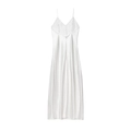 Detail of white satin dress featuring thin straps and back invisible zipper closure - XS / White