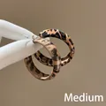 Pendientes de aro medianos con estampado de leopardo en acrílico con acabado marrón retro - 1# Café - Aro de Leopardo (4mm)