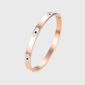 Roségold-Armreif mit bösem Blick, Kristallen und schwarzen Steinen aus Edelstahl - Roségold