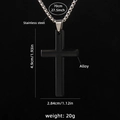 Minimalistische roestvrijstalen kruishanger ketting met lange 70 cm parelketting - Kruis Nr. 119 + Stalen Ketting / Zwart