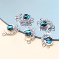 Detalle de dije de luna plateada con domo de cielo estrellado azul y pedrería para joyería DIY - Estilo 3-Conector de Luna