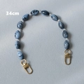 34cm acrylic chain with blue-grey marble texture beads and golden metal buckles - Blue-34CM