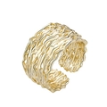 Anello aperto dorato minimalista con trama irregolare e design vintage intrecciato - Aperto Regolabile / Oro