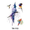 Waterproof temporary tattoo sticker featuring watercolor bird designs and model TH-113 - Th-113 / 210*148mm
