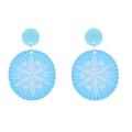 Detailed macro view of light blue acrylic snowflake earrings with glitter finish - No.3 - Light Blue Snowflake