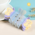Pince à cheveux en acétate en forme de bonbon avec résine colorée et strass brillants - Forme de Bonbon / Bleu Violet Jaune Color Block