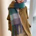 Écharpe à carreaux colorés style cachemire avec franges, châle d'hiver élégant - 25# Multicolore à Carreaux 25