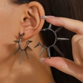 Boucle d'oreille punk Y2K gunmetal avec pointes acérées et finition métallique polie - 05 Noir de jais Boucles d'oreilles à rivets (0794)