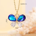Blue crystal butterfly pendant necklace in gold finish with precise size measurements - Gradient Blue & White Butterfly