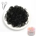 Set aus 800 kleinen, verdickten schwarzen Haargummis mit Styling-Tools für Damen - 14# Kleine Verdickte Schwarz (800er Pack Dose)