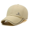 Beige quick-dry baseball cap with Fashion logo and gray graphic print on front - Adjustable / Khaki