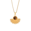 Maillard style tiger eye sunburst pendant necklace with golden stainless steel chain - Star Sun Fine Chain Style (9#)