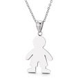 Polished silver stainless steel necklace with a minimalist boy silhouette pendant - Bright Silver Boy Silhouette Necklace (KP24434-K)