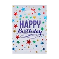 White birthday gift bag with blue Happy Birthday text and colorful metallic star patterns - 11 White Star Birthday (17*25CM)