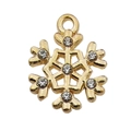 Ciondolo a fiocco di neve dorato con strass bianchi per creazione gioielli fai-da-te - Fiocco di Neve con Strass (10926) / 1 Pezzo/Confezione (18x14mm) / Oro