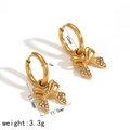 Orecchini a cerchio con fiocco di diamanti in acciaio inossidabile dorato 18k - Stile Fiocco in Zircone (TE60052)