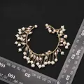 Bracelet asymétrique plaqué or avec breloques perles et pierres d'améthyste violettes - Bracelet Jonc Ensemble Contraste à Franges