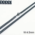 Men's 4.5mm matte black stainless steel curb chain necklace with lobster clasp - 4.5mm Black / Necklace 45cm
